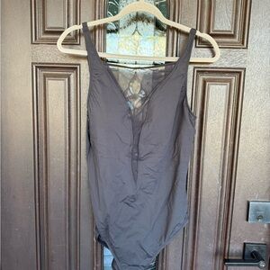 Black mesh front swimsuit